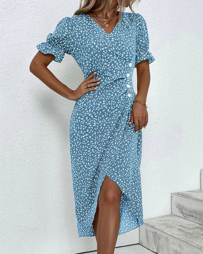 Tine - Short Sleeve Dress with Floral Print