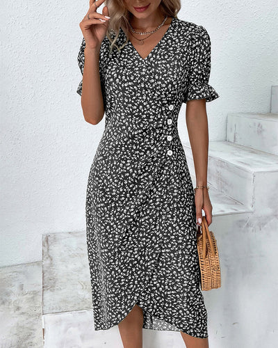 Tine - Short Sleeve Dress with Floral Print
