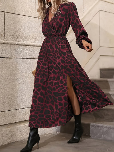 Juliette – Long fluid dress with leopard print