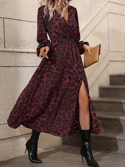 Juliette – Long fluid dress with leopard print