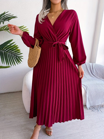Camille - Elegant long-sleeved dress with crossover neckline
