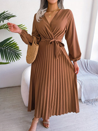 Camille - Elegant long-sleeved dress with crossover neckline