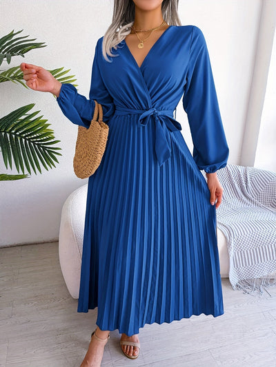 Camille - Elegant long-sleeved dress with crossover neckline