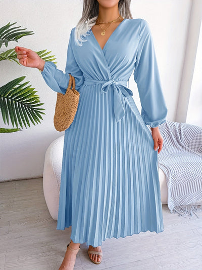 Camille - Elegant long-sleeved dress with crossover neckline