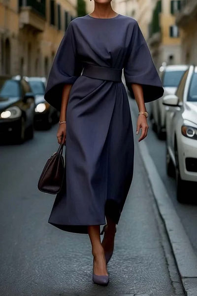 Loungette - Elegant Dress with Raglan Sleeves and Belt