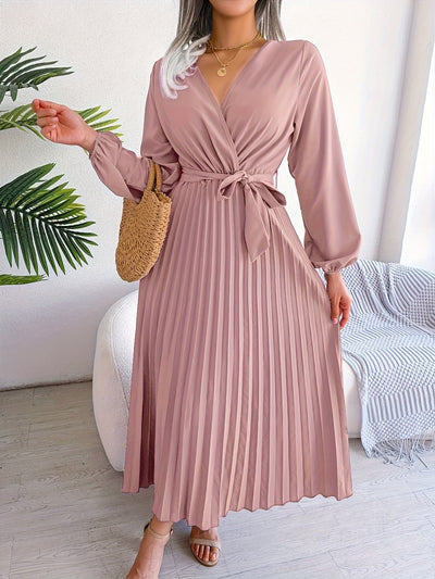 Camille - Elegant long-sleeved dress with crossover neckline