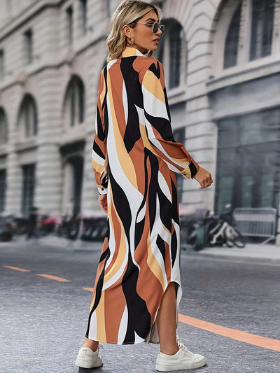 Marga - Printed shirt dress with collar and long sleeves